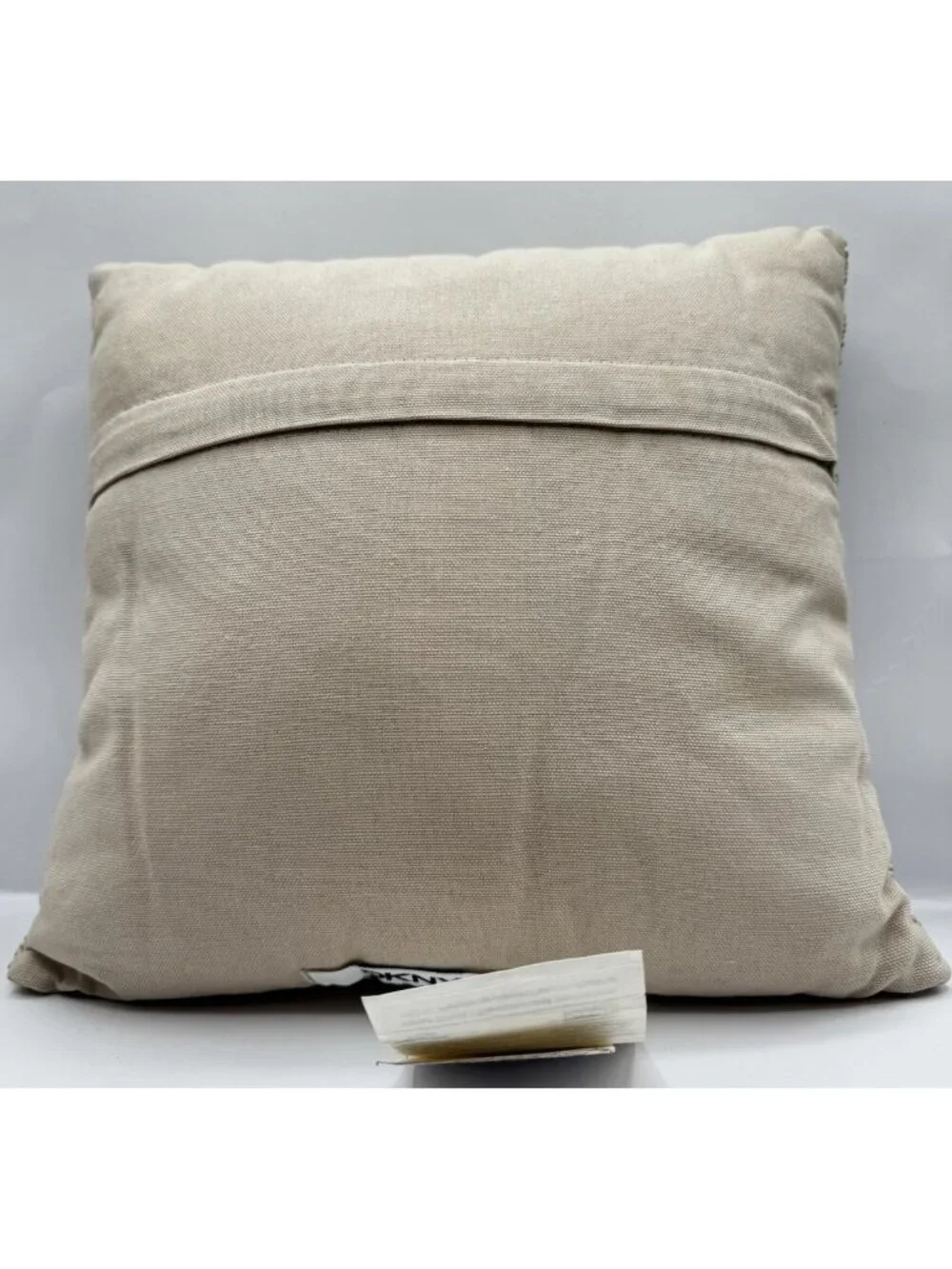 DKNY Home Gridlock Seed Bead Embellished Throw Accent Pillow 12x12 Taupe Tan EUC
